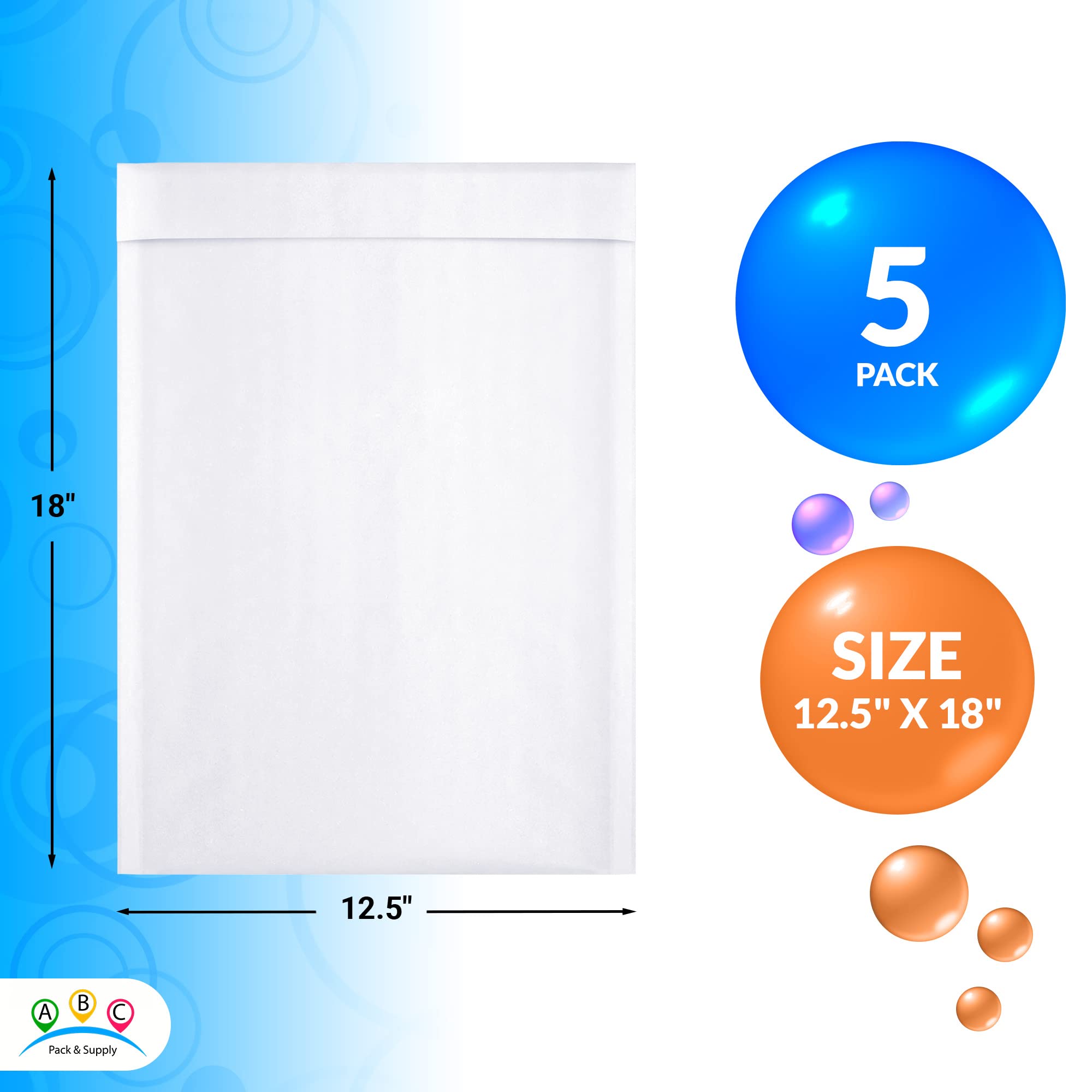 12.5x19 Inch Poly Bubble Mailers - Self-Sealing Padded Envelopes (50-Pack)