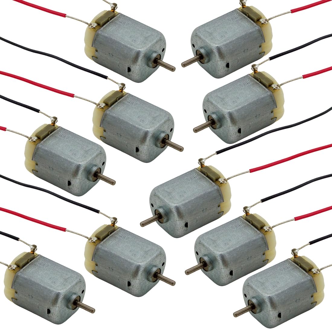 10 Pack 6V DC Motor with Wire Leads, 9000 RPM, (1" x 0.8" x 0.6")