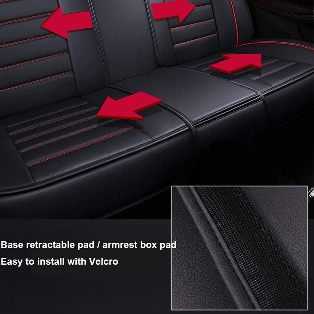 Car Cushion 5 Seats Comfort Version includes 2 Neck Pillows 2 Pillows Cushion Artificial Leather All Inclusive Front and Rear Car Seats (Color : Beige) (Wine Red)