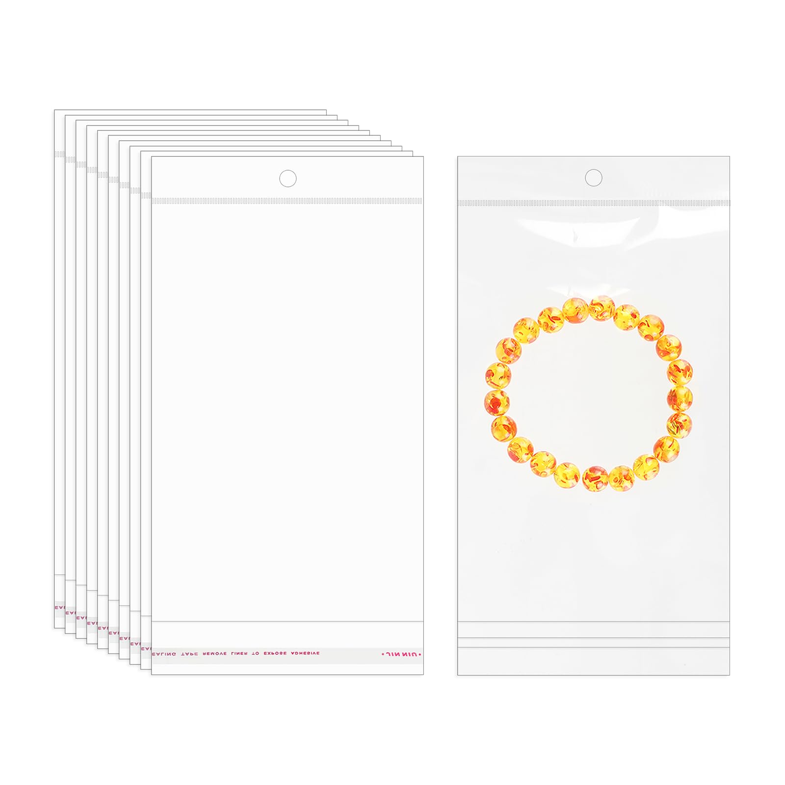 PATIKIL Self Sealing Bag with Hang Hole, (9.3" x 4.7") (100Pcs), Clear Resealable Plastic Storage Bags Suit for Packaging Necklaces/Jewelry/DIY