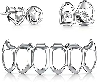 Gold Grillz Set Open Face Hip Hop Teeth Jewelry Gold Plated Dental Caps for