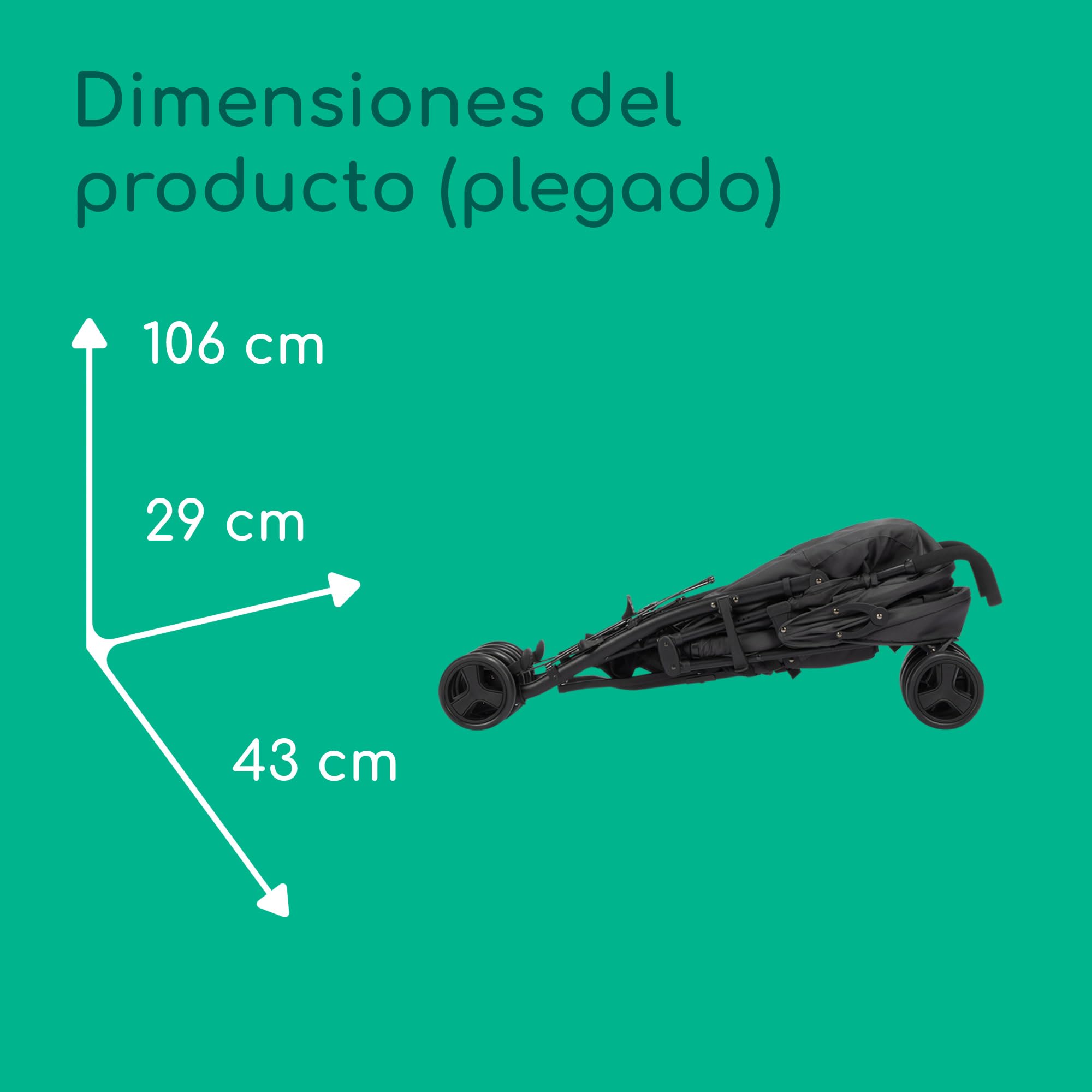 Bebeconfort Dusk, cochecito para bebé, 0-4 años (0-22 kg), cochecito desde el nacimiento, silla paseo compacta y ligera (5,6 kg), tejidos acolchados suaves, plegado compacto, Mineral Graphite