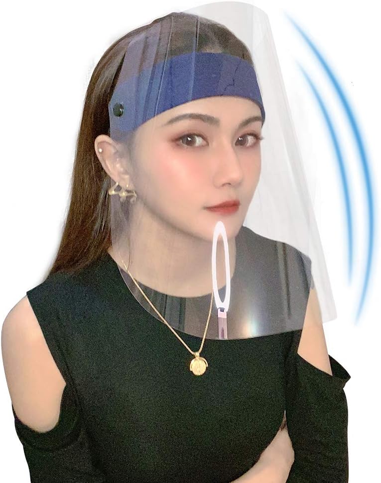 Safety Face Shield Full Face Protective Visor, Reusable Transparent Protective Facial Cover for Dirty Things, Windproof Sand Blue(Tear off the anti-scratch film on both side before use)