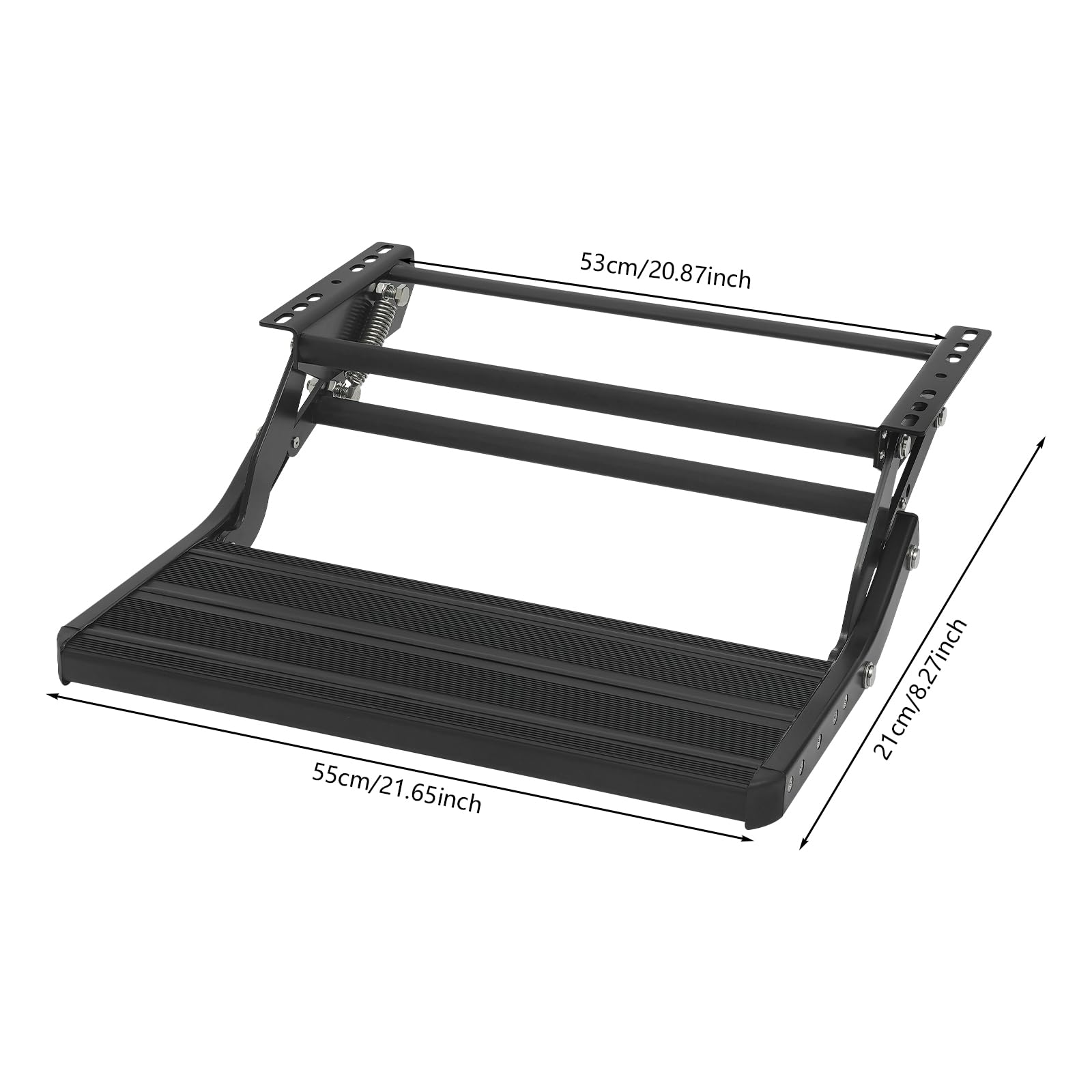 Peldaño para autocaravana hasta 150 kg, negro plegable manual, escalón de una sola etapa para autocaravana, RV, camper, caravana