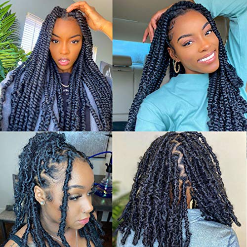 7 Packs Passion Twist Hair 18 Inch Water Wave Kankelon Crochet Braiding Hair,Synthetic Goddess Faux Locs Long Bohemian Dreadlocks Curly Hair Extensions 1B