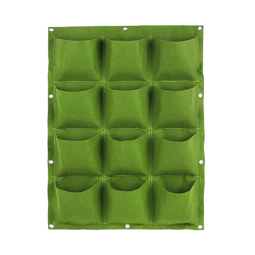 Camelliass Green Hanging Planting Grow Bags, 12 Pockets Gardening Hanging Vertical Wall Planter Flower Planting Grow Bags For Yard Garden Home Decoration (, 12 Pockets)