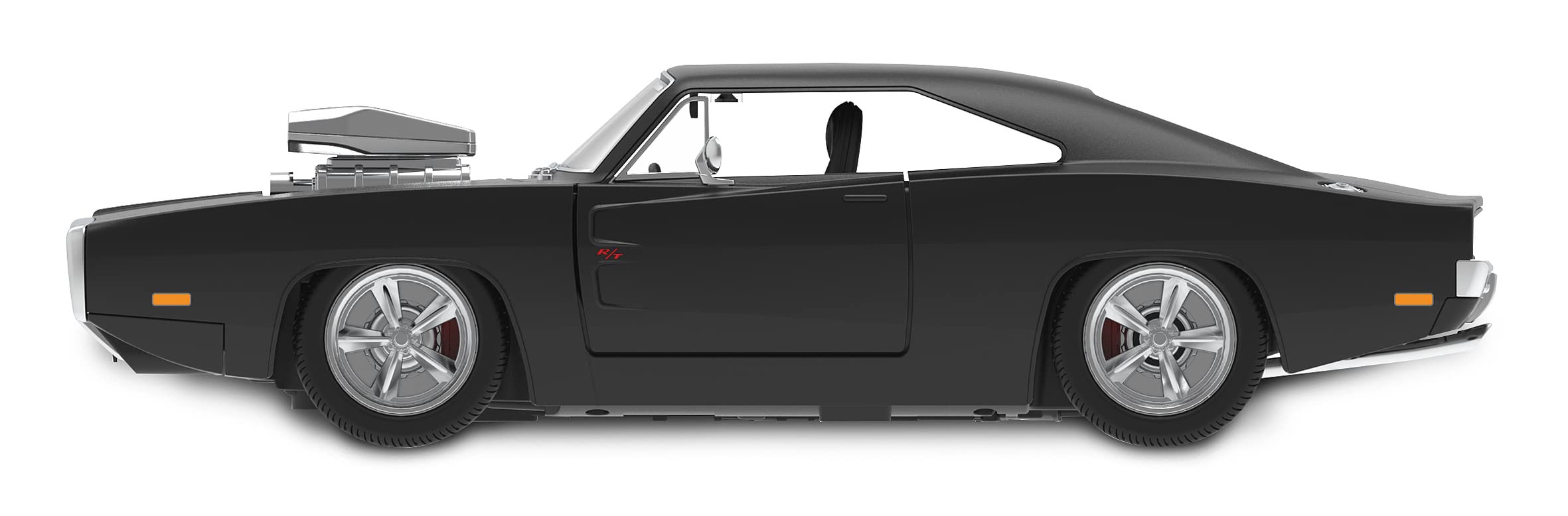 Jamara- Dodge Charger R/T 1970 1:16 Ręczna Drzwi 2,4 GHz-Oficjalnie licencjonowane wnętrze-Szczegółowe malowanie wierne oryginalnemu - zdalnie sterowany samochód RC, 402117, Czarny