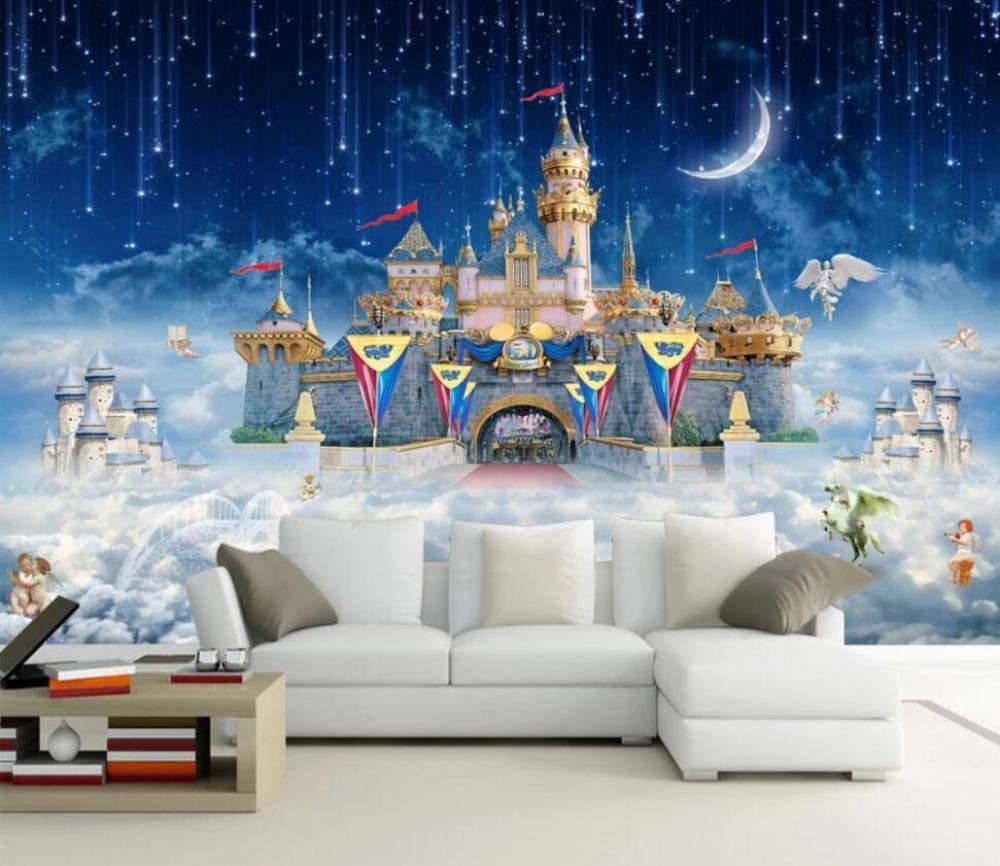Papier peint 3D mural personnalisé pour habiller un mur vide avec un grand décor de château de dessin animé