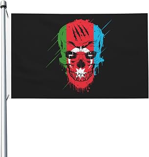 Creative Azerbaijan Patriot Skull National Flag Flag 3x5 Ft Double Sided Welcome Yard Home Lawn Decoration Banner