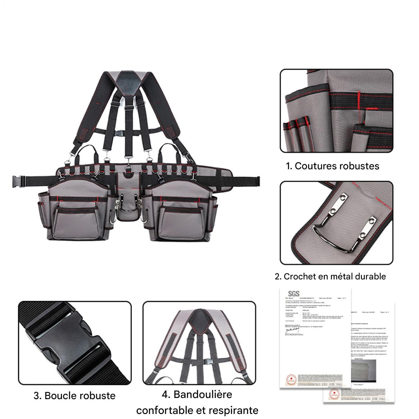 Cintura Portautensili Borsello Organizer Gilet Multiuso | Borsello Organizer Attrezzi Per Carpentieri Falegname, Elettricista, Edilizia, Giardinaggio, Lavoro, Interni e Esterni
