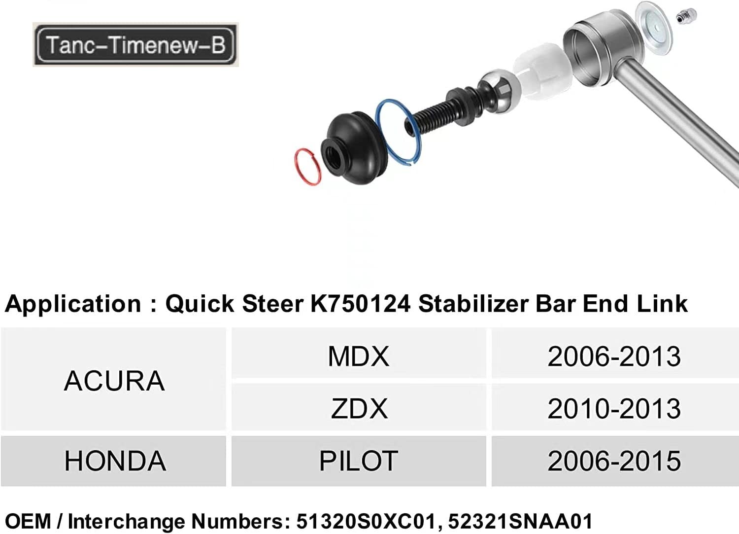 TRQ Front Sway Bar Link Set – Compatible With 2006-2015 Honda Pilot, 2006-2013 Acura MDX & ZDX - View #8
