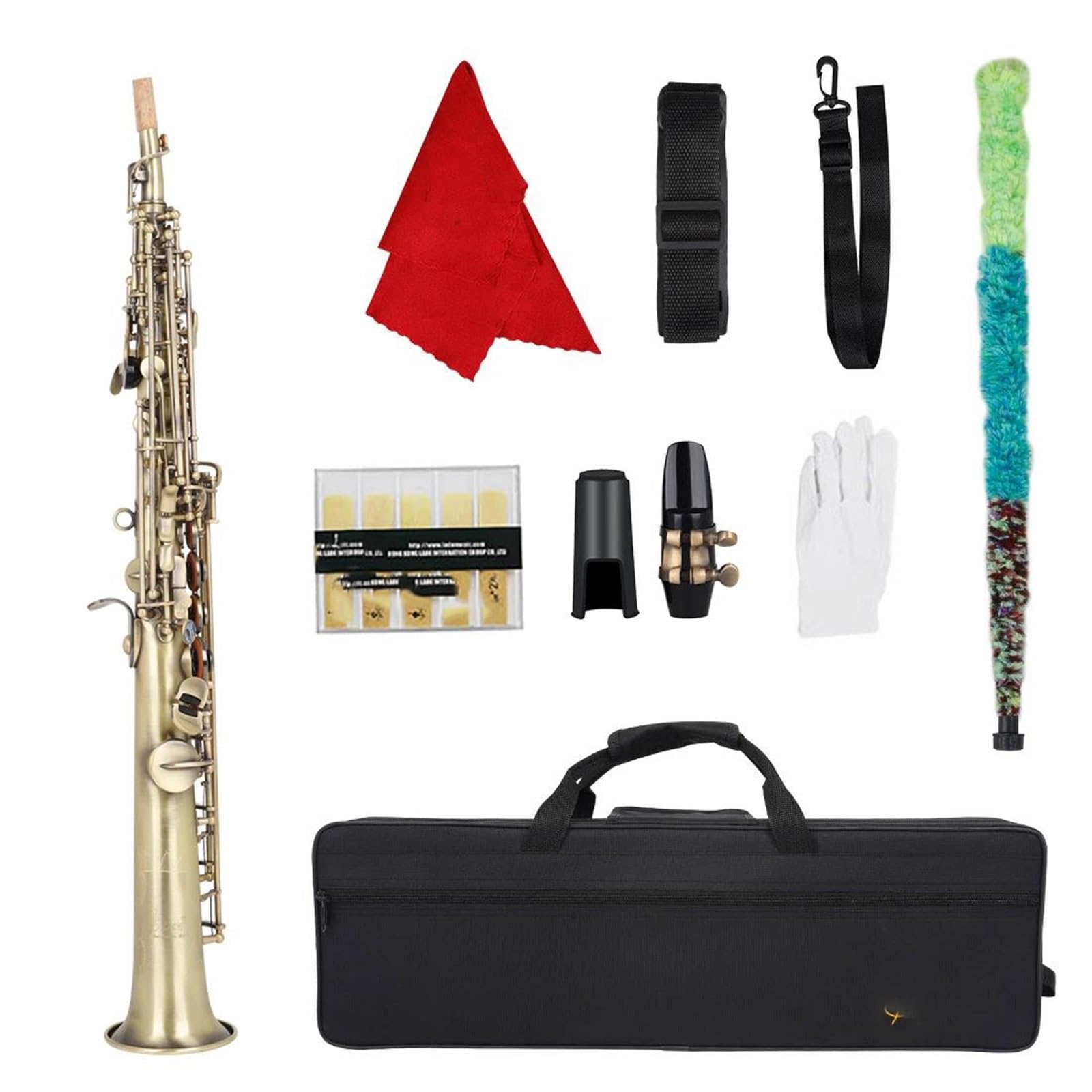 Zestaw Saksofonu Sopranowego Bb Vintage Bronze Profesjonalny Instrument Dęty Drewniany Z Futerałem I Innymi Akcesoriami Saksofon