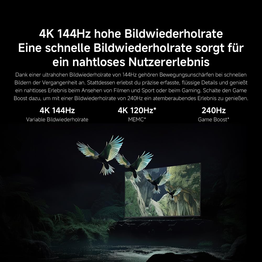 XIAOMI TV S Mini LED 55 Zoll (140 cm), 4K UHD Smart TV, 144Hz (240Hz Game Boost Mode), Dolby Atmos & Vision, HDR10+, Triple Tuner, DVB-C/S/S2/T/T2, Google TV, MEMC, Airplay, Google Assistant