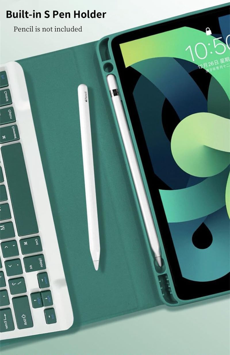 Keyboard Case for Samsung Galaxy Tab S6 Lite 10.4 inch 2024/2022/2020, Candy Colors Slim Protective Cover with Magnetic Detachable Bluetooth Keyboard with S Pen Holder, Teal