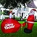 GOOSH 8 Foot Inflatable Santa Christmas Inflatable Santa Claus Holding a Gift Present LED Lights Indoor Outdoor Yard Lawn Decoration - Cute Fun Xmas Holiday Blow Up Party Display