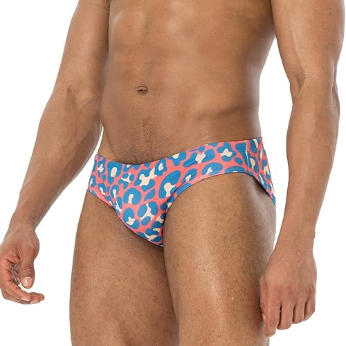 Vista 3 de AIMPACT Traje de baño de rayas para hombre, traje de baño retro, traje de baño sexy con estampado de bikini