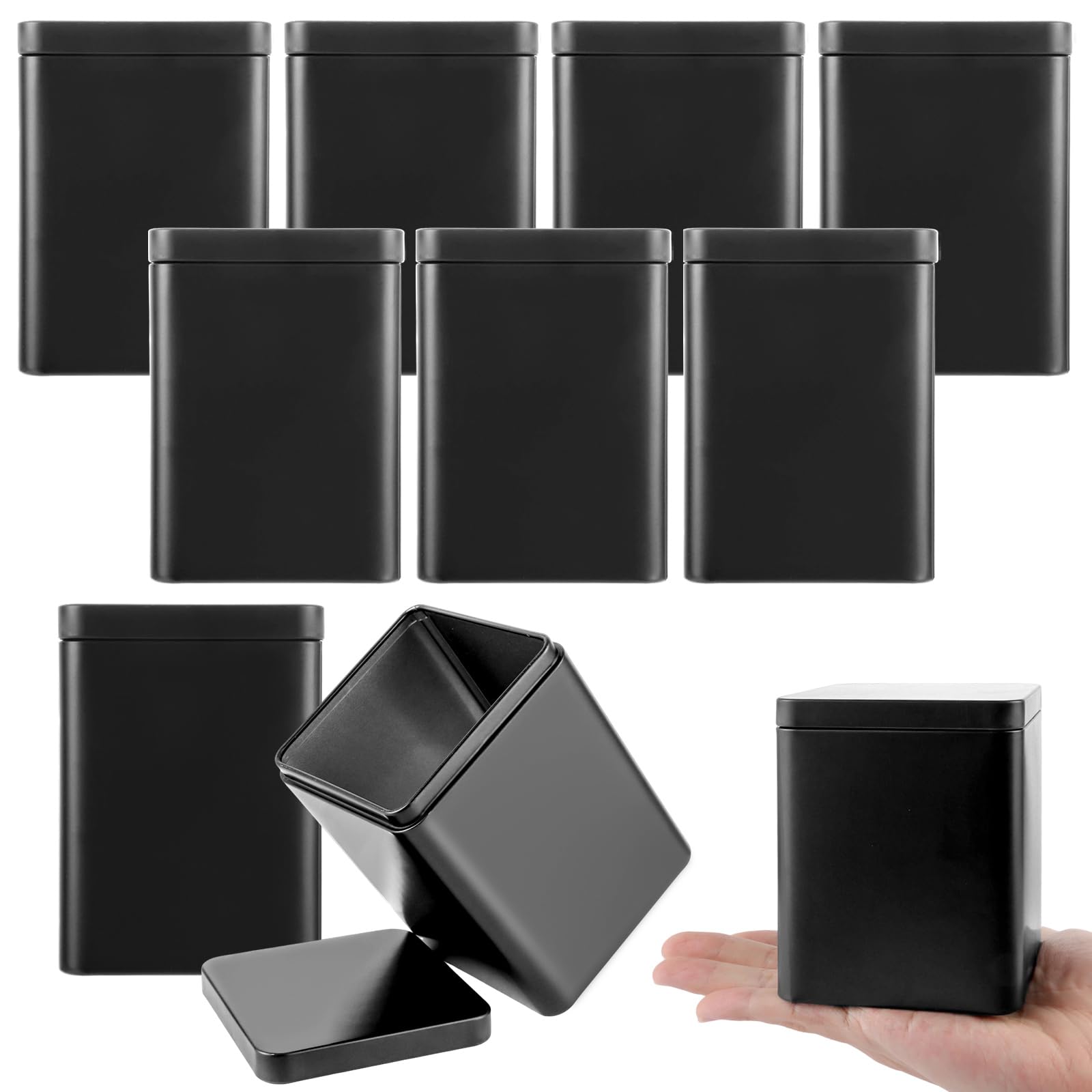 ZOFUN 10 Stück Teedosen für losen tee klassische Eckige Teedose, 8×8×11CM-klassische Eckige Teedose für je 160g Earl Grey, Vorratsdose Tee aufbewahrung losen tee Küche, Haushalt & Wohnen
