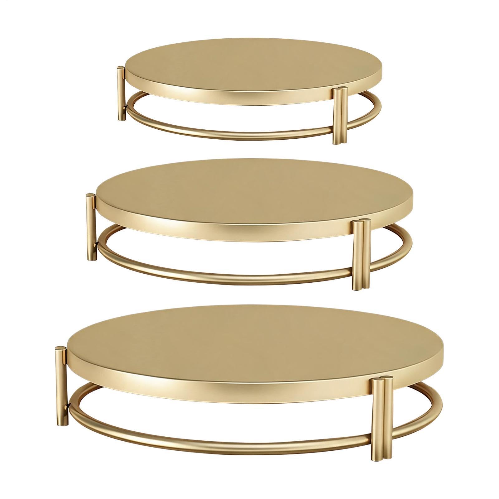 Genérico Expositor De Tartas 3 Piezas Acero Inoxidable Dorado Para Postres | Set De Expositores Para Postres Repostería Charcutería Galletas Bufé Aperitivos Bodas Eventos