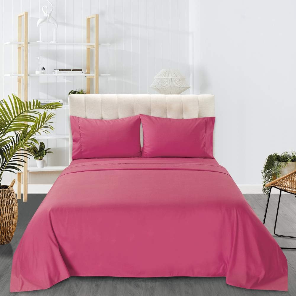 Janluxe Bed Pillow Covers 1500 Series Brushed Microfiber Pillowcase Pack of 2 (20" x 30" Standard Pillowcase, hot Pink)