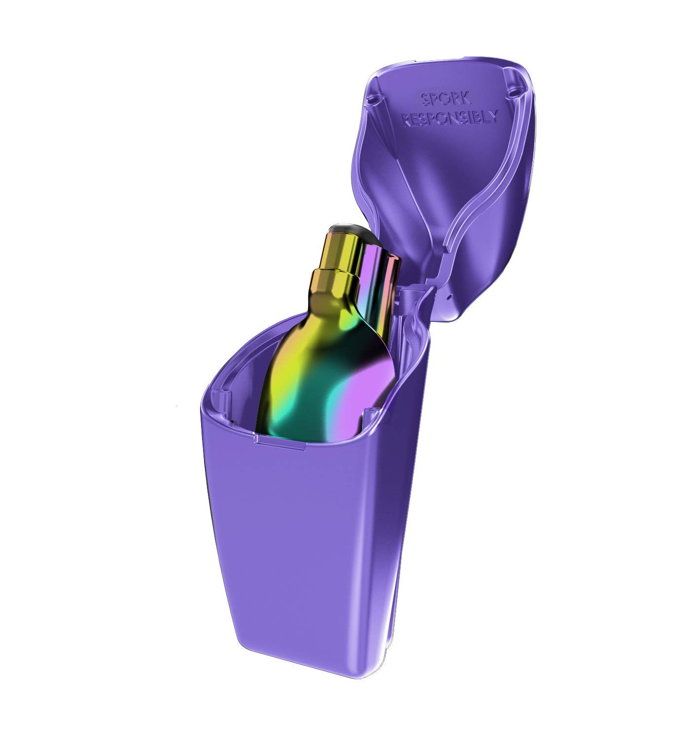 FinalSpork zusammenklappbarer, wiederverwendbarer Metall-Göffel mit Reiseetui | Taschenformat | Edelstahl & Platin-Silikon | Umweltfreundlich | Porpoise-Ful Purple Case Rainbow Göffel