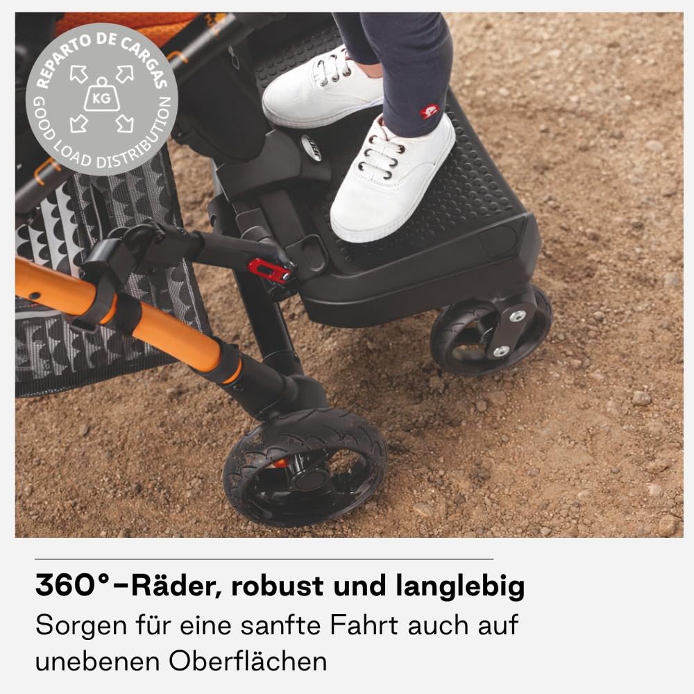 Jané Go Up Surfer, universale Kinderwagen-Plattform, bis 20 kg, einfache Montage, klappbar, rutschfest, 360°-Räder