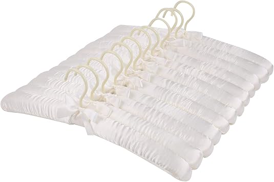 Tosnail 12 Pack Satin Padded Hangers, 15.8" Foam Padded Hangers with Swivel Hook, Crease and Wrinkle-Free Design for Closet Organization, Ivory