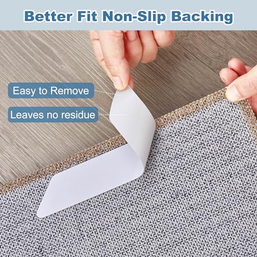 Rug Tape Carpet Corner Grippers: 10 PCS Non Slip Rug Stickers for Hardwood Floors Anti Slip Rug Grip Carpet Stickers for Area Rugs - Adhesive Rug Pads Rug Stoppers to Prevent Sliding White