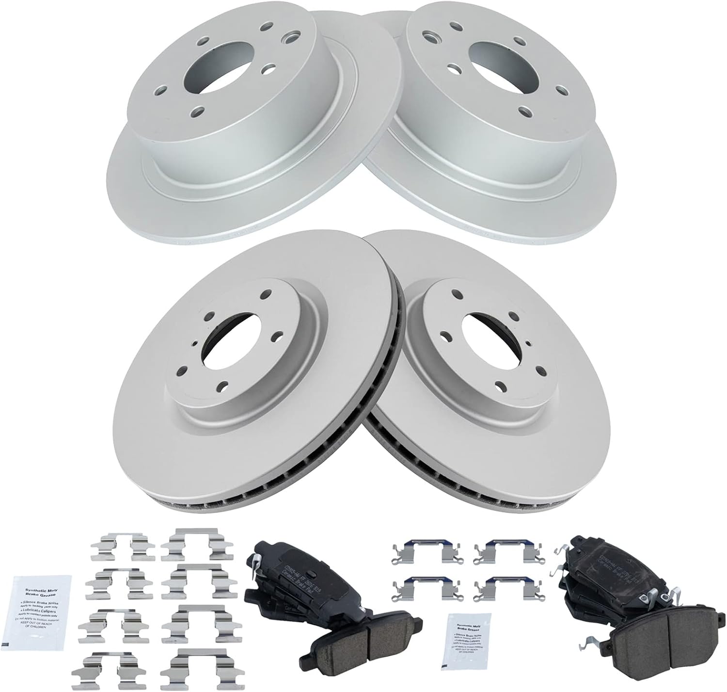 TRQ Front and Rear Brake Pad & Rotor Kit Brake Pads Brake Rotor Ceramic Premium G-Coated Compatible with 2005-2006 Nissan Altima 2004-2008 Maxima