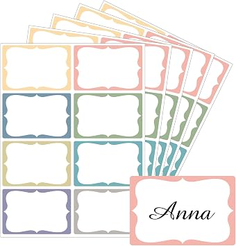 Starboling Name Tag Stickers, 200 Pcs 3"x2" Multicolor Plain Labels With Colorful Border for Office, Meeting, School and Home