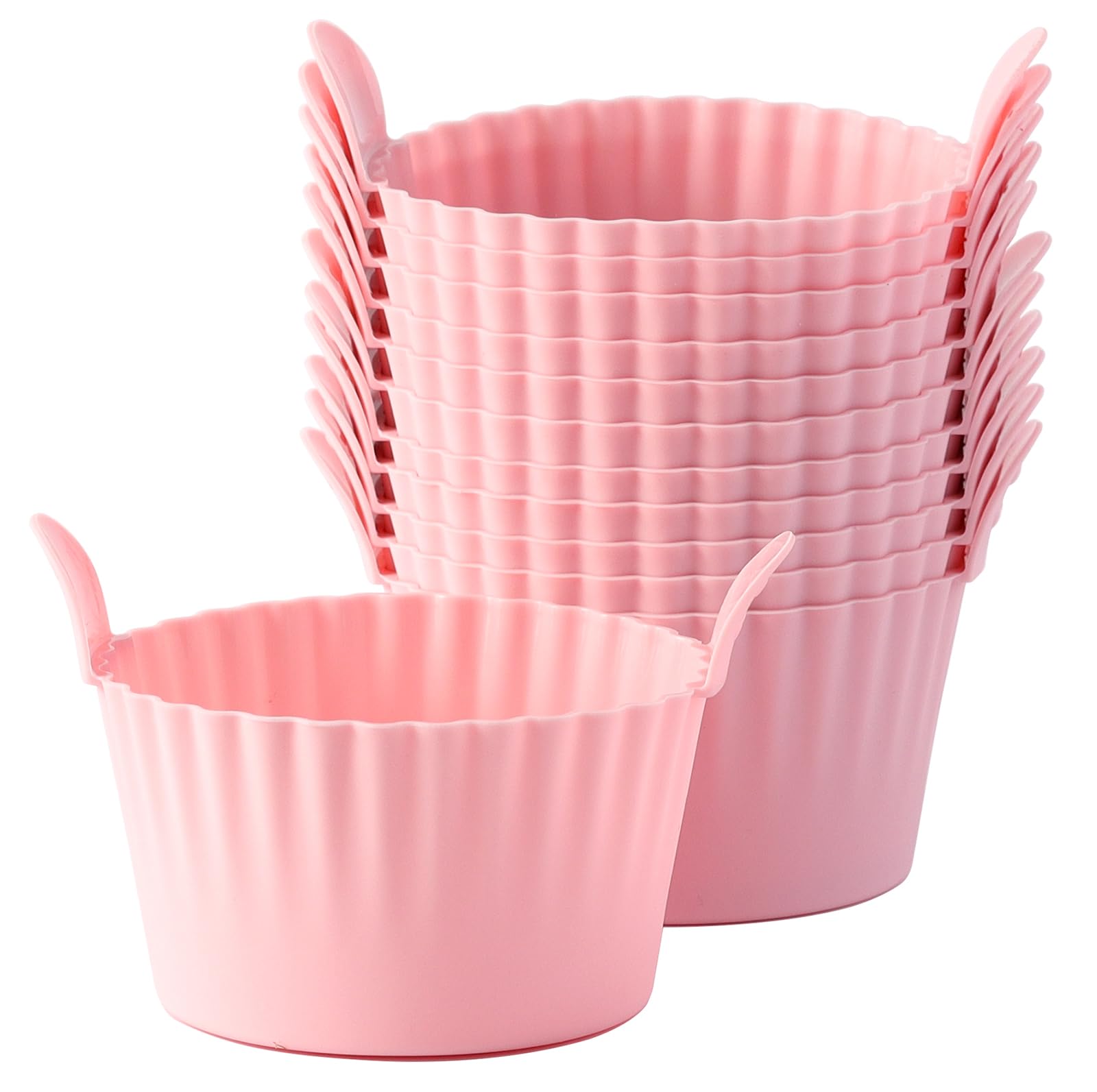 Bakecat Large Muffin Cases for Air Fryer, Ramekins for Air Fryer, Air Fryer Egg Mould, (Pack of 12), Pink