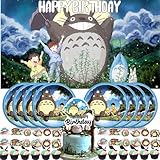 My Neighbor Toe-toe-ro Party Supplies Studio Ghibli Birthday Decorations Plates Banner Kids Cake Toppers Set Decorations Decor