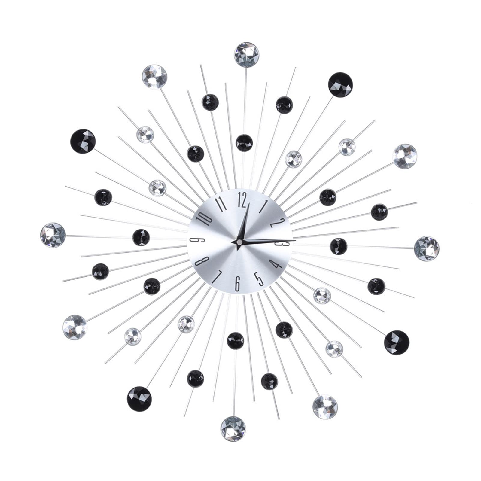 Horloge murale moderne en métal argenté 51 cm pour salon et cuisine