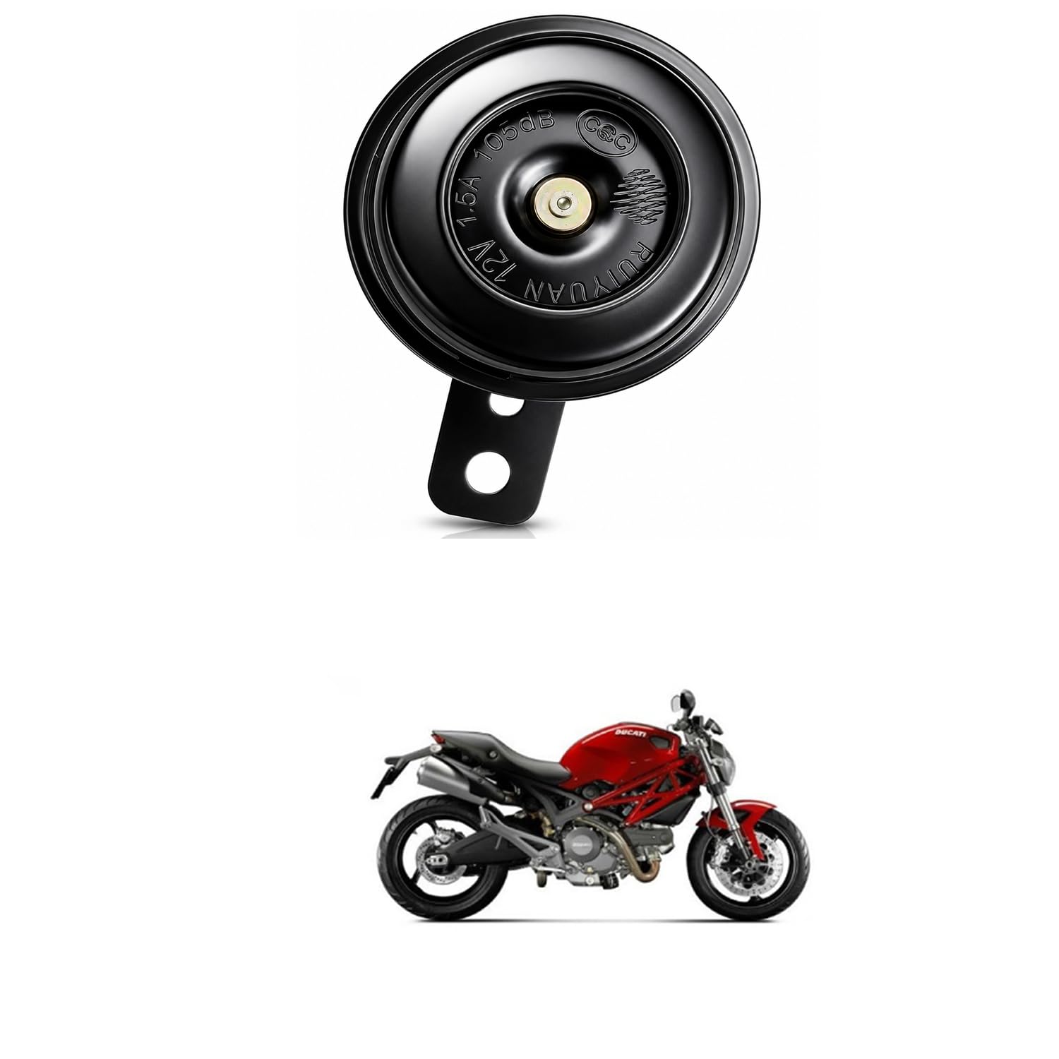 Universal 12V Single Disc Horn | 105dB Super Loud Electric Horn | Waterproof Metal Body | Universal Fit for Cars, Bikes, Scooters & SUVs | Black Comfortable With Mon-ster 826-image-23