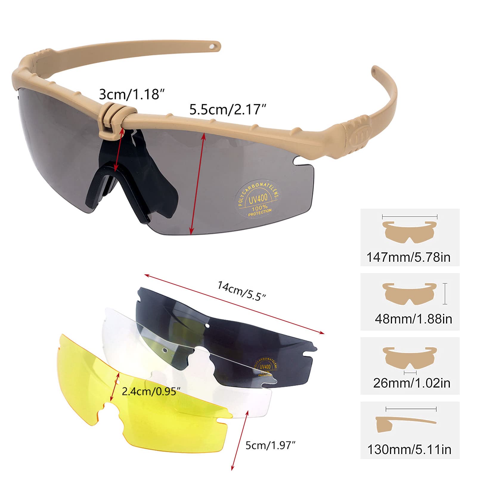 Lente Policarbonato Gafas Ciclismo Amarillas Gafas Deportivas