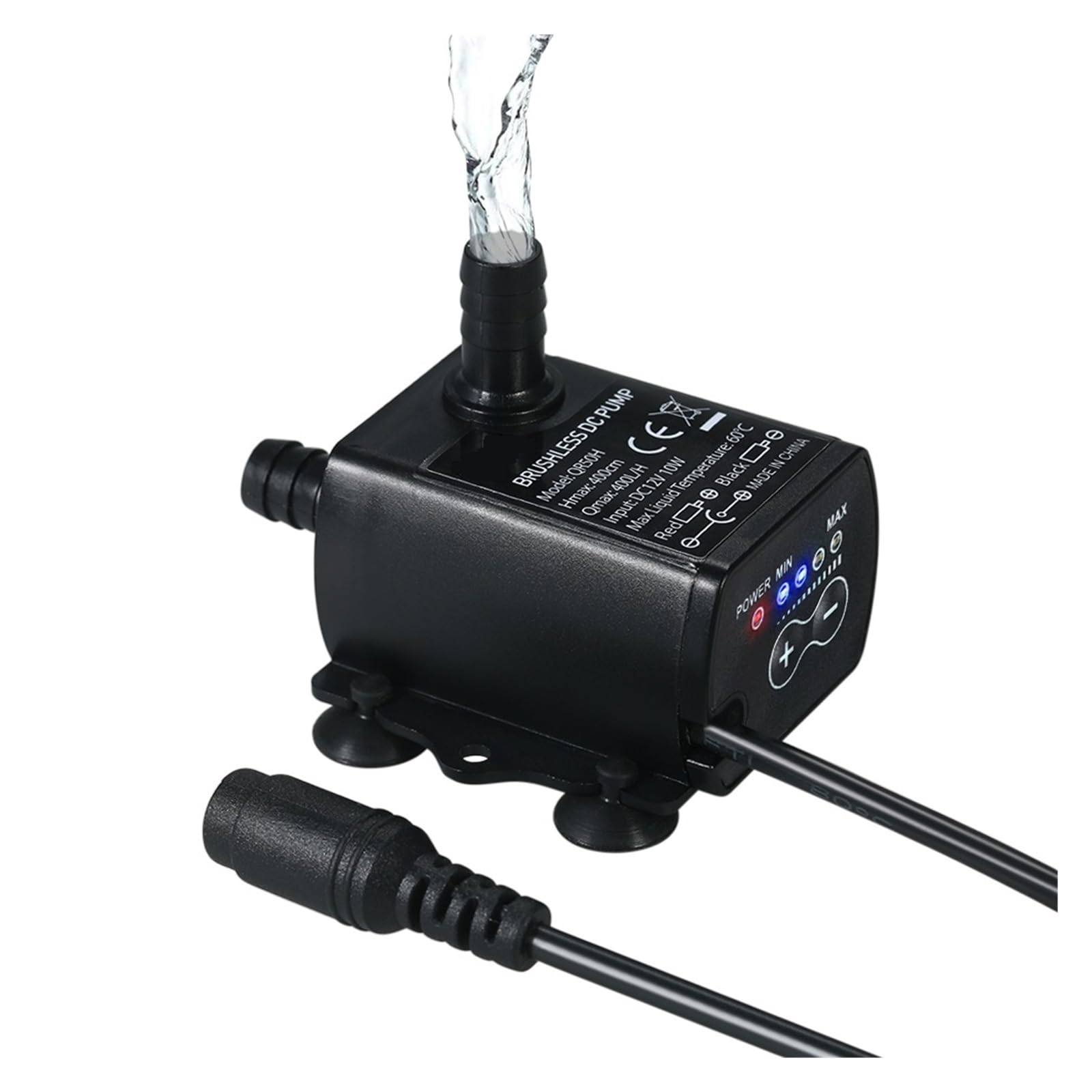 Industrial Water Pressure Diaphragm Pump Mini 12V 10W 400L/H Lift 400cm Brushless Water Pump 5.5 * 2.1mm Female Submersible Fountain