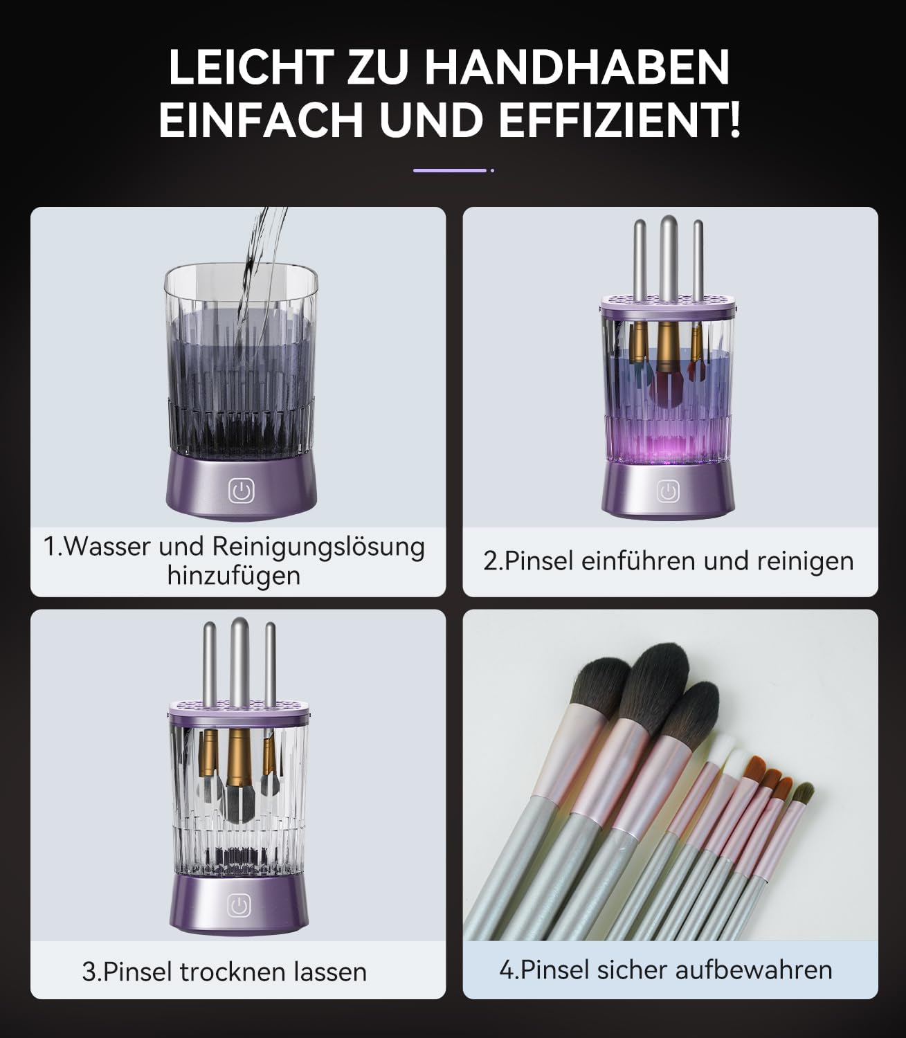 Pinselreiniger Make Up 【9000RPM Ultra-Power 4.0】Elektrischer Make-Up-Pinsel Reiniger mit Silikonnetz-Deckel für alle Bürstengrößen Hygiene für Makeup Brush Cleaner