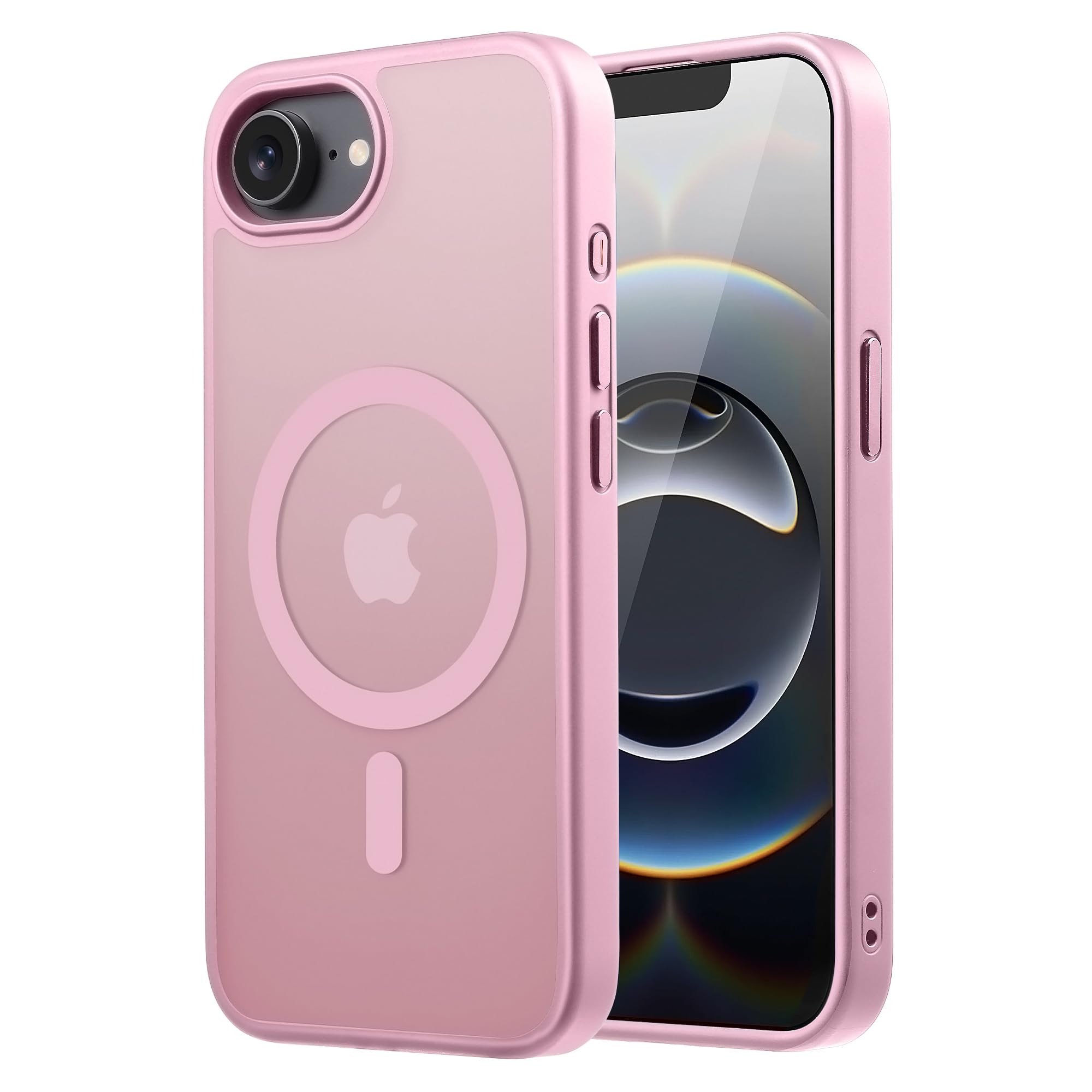 【米軍規格・MagSafe対応】Gtsoho iPhone 16e/ iPhone 17e ケース 用 2025 半透明 マグネット搭載 ワイヤレス充電 耐衝撃 耐久性 全面保護 黄ばみなし ストラップホール付き イフォン いphone16e ケース 用 カバー マグセーフ対応 ピンク