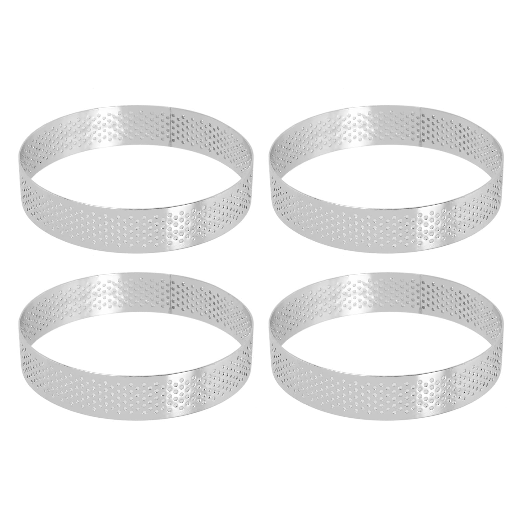 CTRLZS 4 Pcs Circular Porous Tart Ring Bottom Tower Pie Cake Mould Heat- Perforated Cake Mousse Ring,10cm