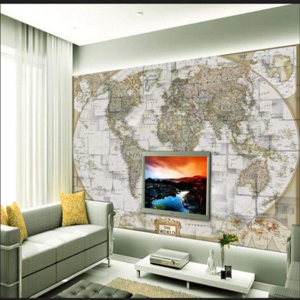 Murales Personalizados A Gran Escala Murales Estéreo 3D Mapa Del Mundo Tv Telón De Fondo No Tejido Papel Tapiz,400 * 280Cm