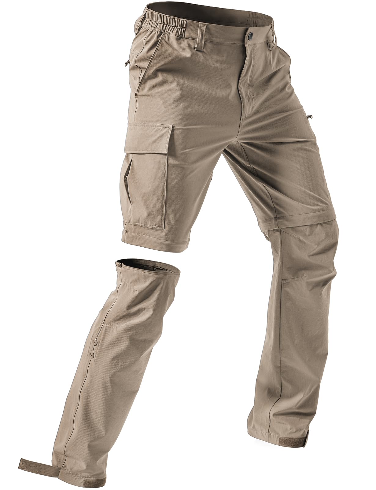 Moosehill Mens-Hiking-Pants Convertible Quick-Dry Water-Resistant Lightweight Zip-Off Outdoor For Hunting, Fishing, Safari With 5 Deep Pockets (Timber Oat, 30W30L)