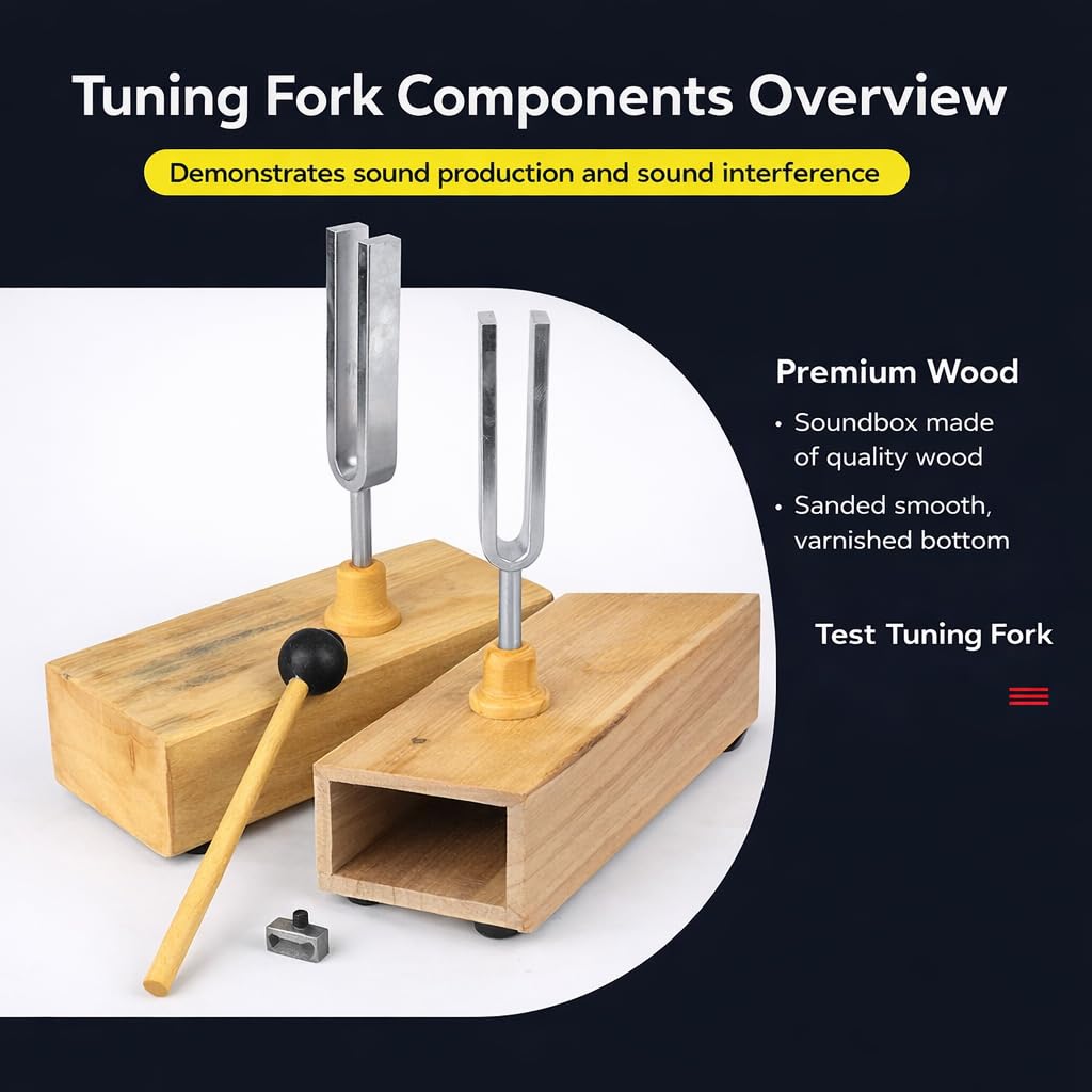 2pcs Tuning Fork 440Hz Vibration Wood Resonator Box Experimental Instrument Tuning Fork Knocker 6.5x16mm 0.3x0.6in