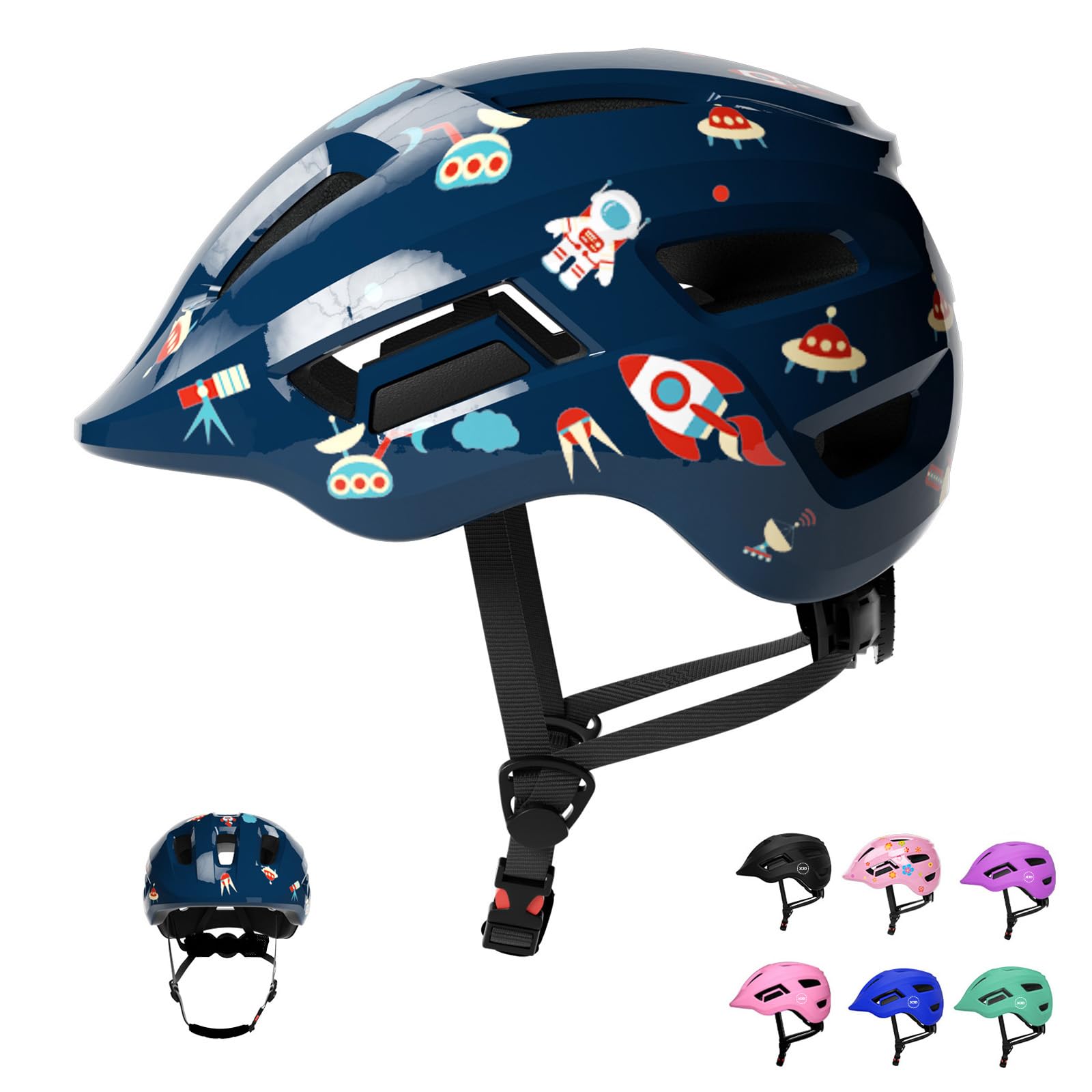 XJD Children's Bicycle Helmet, Children's Helmet for 2-8 Years Girls and Boys, Skate Helmet Baby Adjustable, Helmet Bicycle Toddler for Scooter, Sports Helmet (Dark Blue Astronaut, XS) — image 1