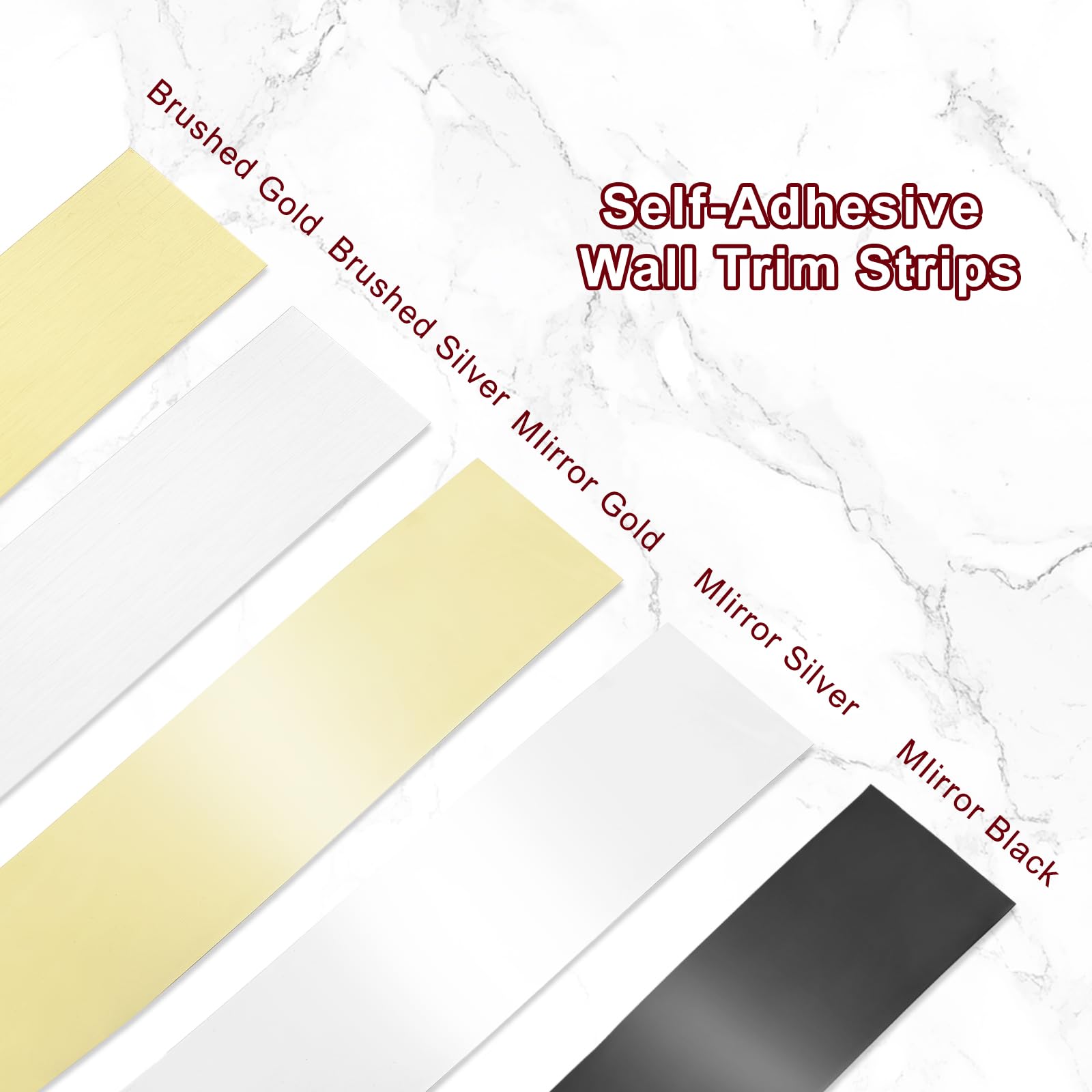 QUARKZMAN 5m x 40mm Moldura de Pared, Tira de Acero Inoxidable Acabado Espejo Autoadhesivo, Moldura de Tira con Guante y Tarjeta para Pared, Suelo, Borde de Azulejos, Negro