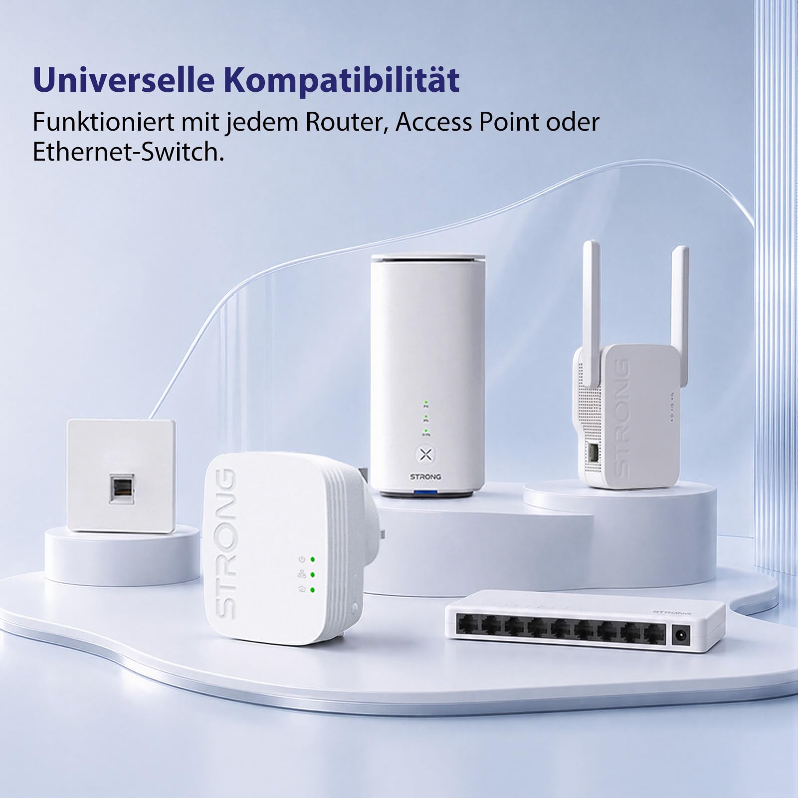 STRONG AV600 Powerline WLAN Kit, WiFi 300 Mbit/s, 2 Ethernet LAN-Ports