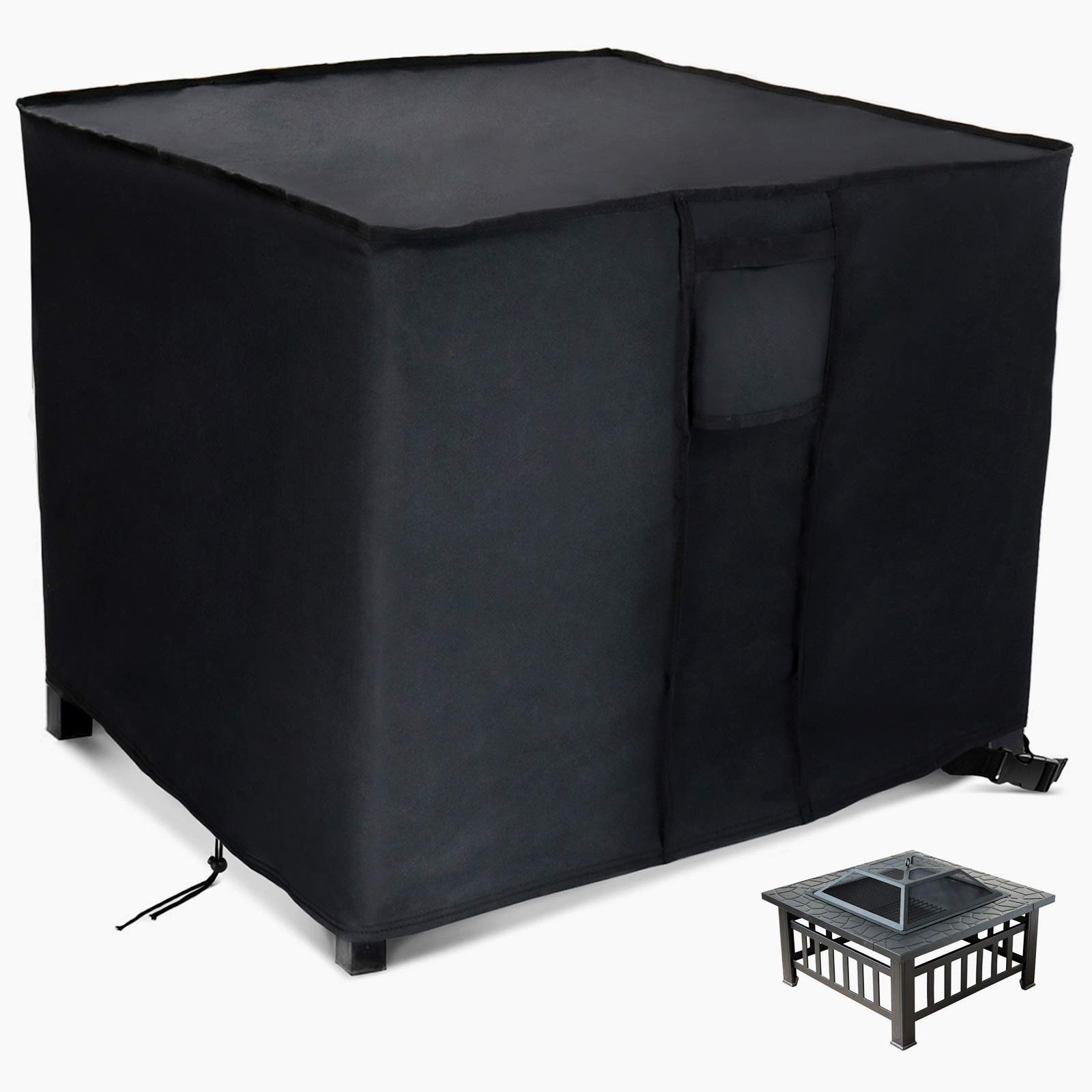 Hohong Fire Pit Cover Square,28 Inch Firepit Covers Gas Fireplace Table Cover for Outdoor Fire Pit Waterproof - 28 X 28 X 25 Inch,Black