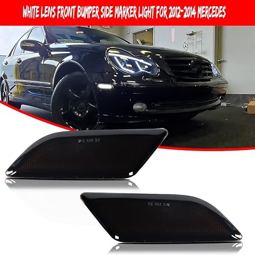 Miniatura 3 de Lente ahumada LED blanco parachoques delantero luz de marcador lateral para 2012 2013 2014 Mercedes Benz W204 LCI C250 C300 C350 Clase C