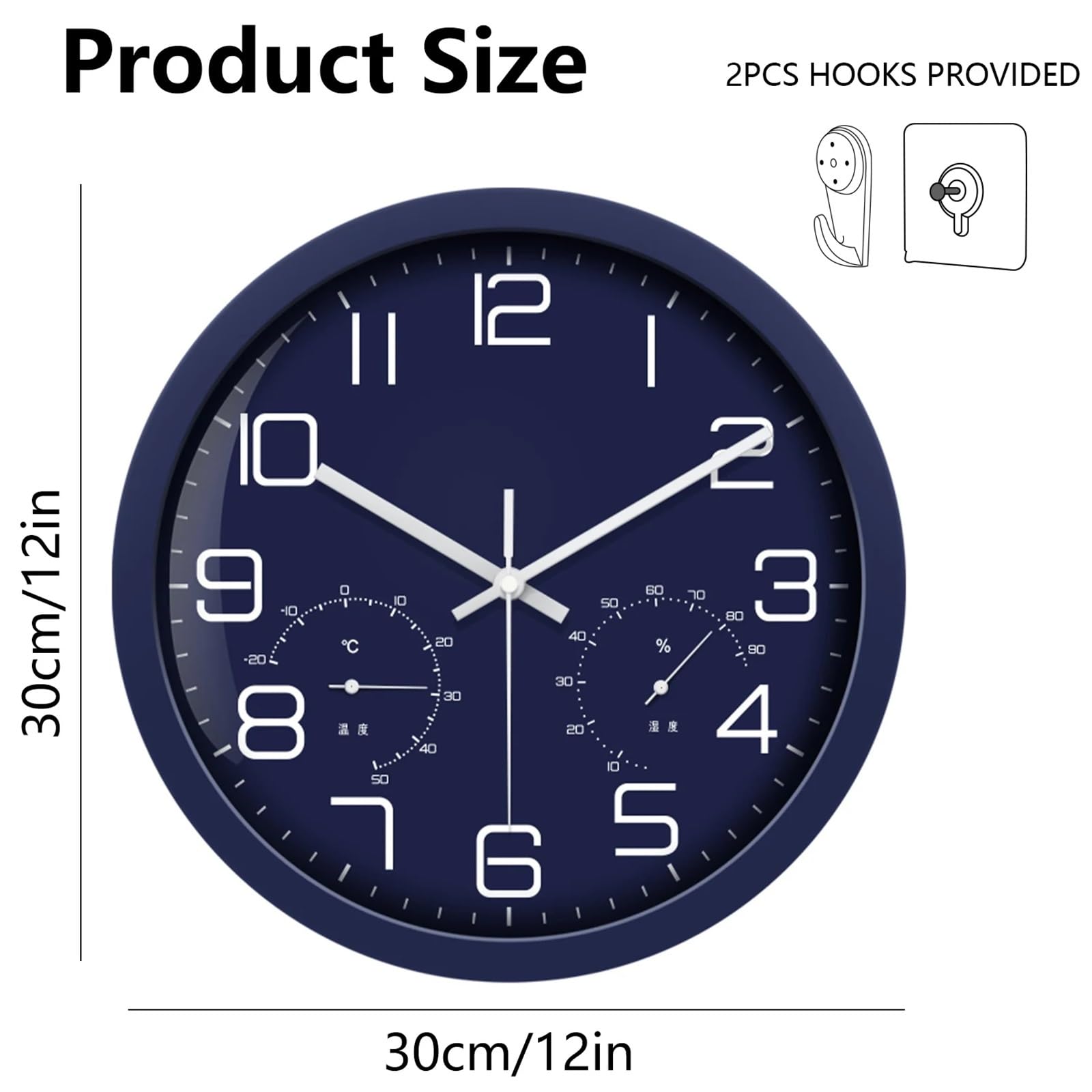Orologio Da Bagno Orologio da parete elegante da 12 pollici, design moderno con temperatura integrata for l'arredamento dell'home office