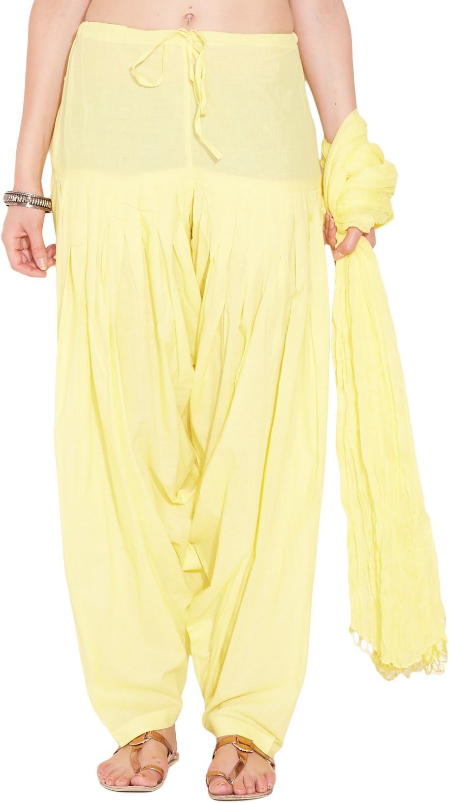 Stylenmart Women's Cotton Dupatta & Patiala Set (STMAFPD078621_Yellow_Free Size)
