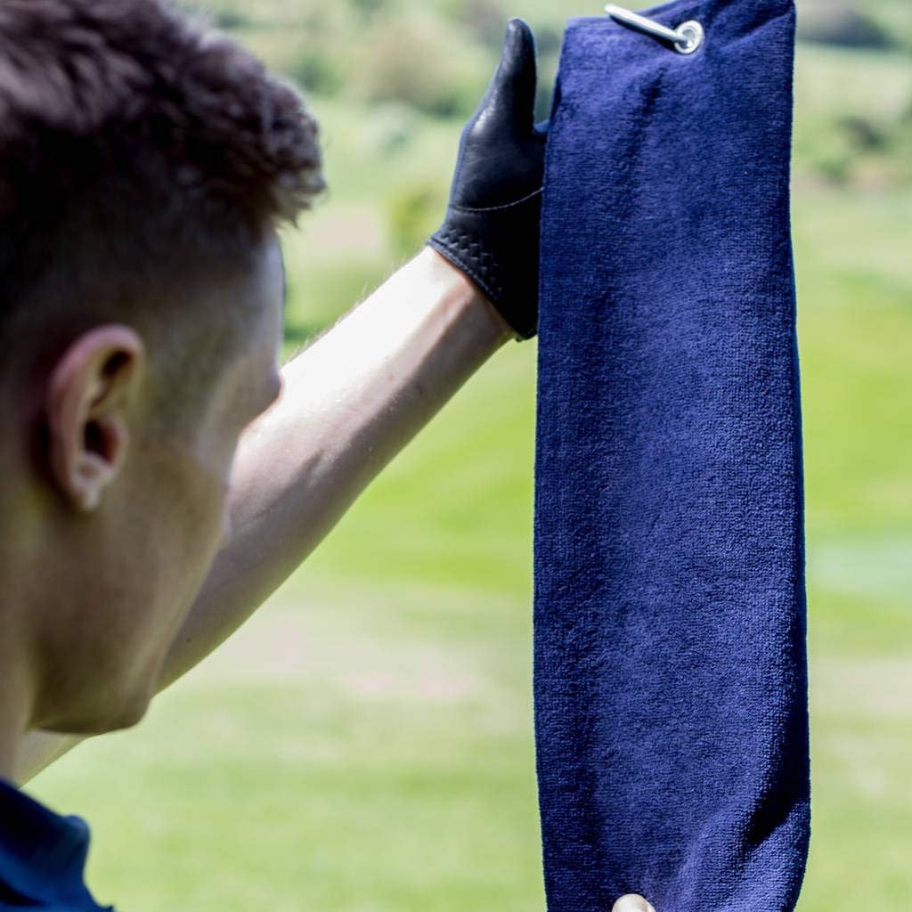 TOWELS"R"US TowelsRus Tri-Fold Velour Sports Golf Towel Accessory in Orange 100% Cotton, Thick 590gsm 40cm x 50cm