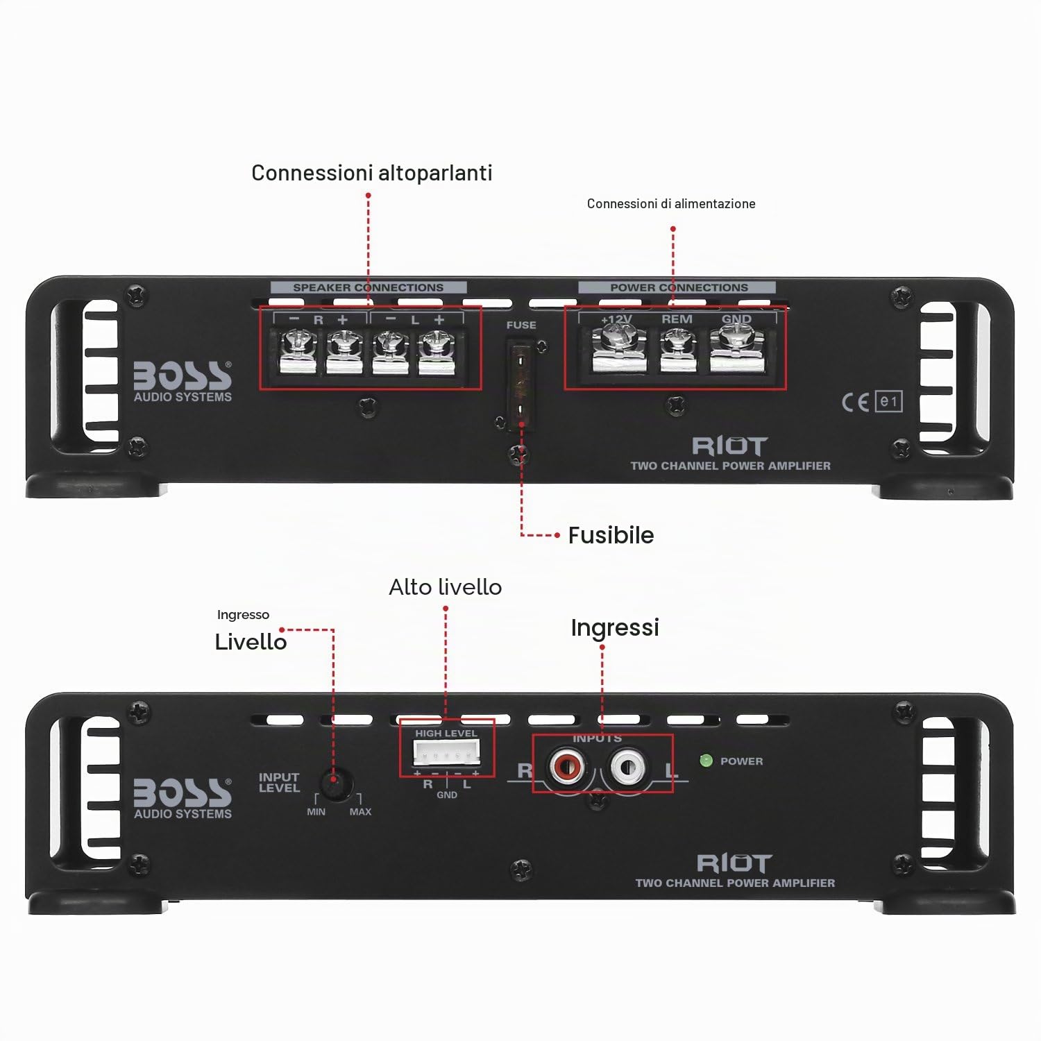 Boss Audio R1002 200W Riot 2 canali Amplificatore ad alta potenza